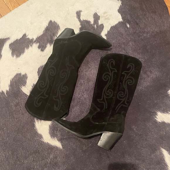 Western suede leather knee high boots - Picture 3 of 8